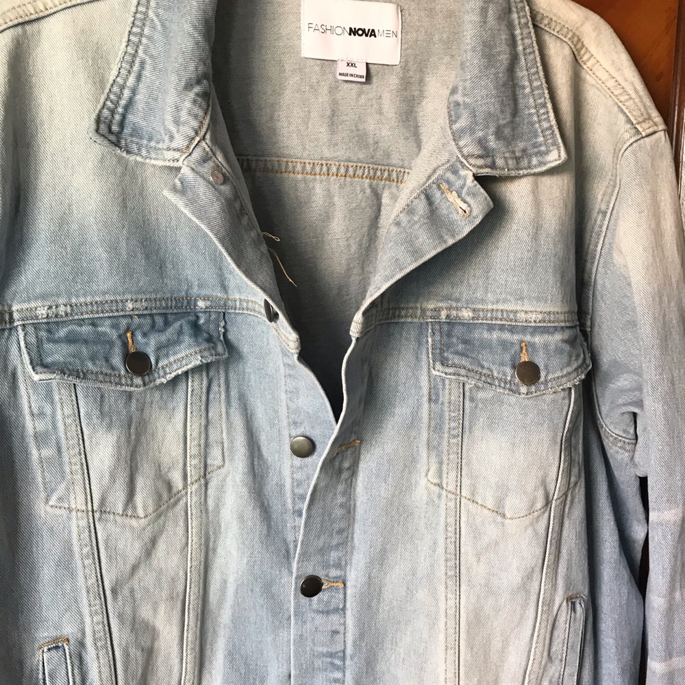 Denim jacket distressed XXL unisex classic style